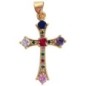 Croix dorée supérieur style baroque, H 2.5 cm avec OZ de couleurs