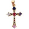 Croix dorée supérieur style baroque H 2.5 cm avec OZ de couleurs