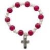 Bracelet dizainier sur élastique pour enfant grains en plastique marbre de différentes couleurs..
