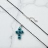 Collier avec pendentif croix en perles de verre et cordon en coton ciré L. 45 cm LOT DE 5