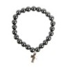 Bracelet sur elastique en pierre naturelle ou synthetique Ø 8 mm avec croix metal.