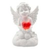Ange en résine avec cœur lumineux rouge. H. 14 cm