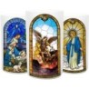 Photophore led en verre avec image des saints- diam- 7 cm- H- 12 cm -fourni sans piles 3 x AAA---