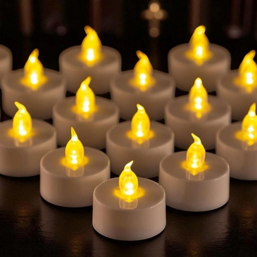 Lot de 2 lumignons blancs à piles ⌀ 3,7 cm, H. 4 cm (3 piles LR41)