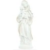 Statue en albâtre blanc de la Vierge à l’Enfant, filet doré peint à la main, H20 cm.
