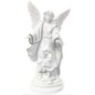 Statue en albâtre blanc de l’Ange Gardien, filet doré, H14 cm.