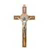Croix de saint Benoit en bois d´olivier et Christ en métal argentée, plusieurs tailles...