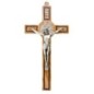 Croix de saint Benoit en bois d´olivier et Christ en métal argentée, plusieurs tailles...