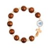Bracelet dizainier sur elastique grains en bois Ø 1 cm, avec croix de Taux