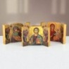 Triptyque en bois sculpté à la main selon méthode artisanale avec image classique H. 7.5 x 10 cm, divers modèles
