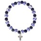 Bracelet sur élastique grains porcelaine et lapis lazuli Ø 8 mm