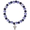 Bracelet sur élastique grains porcelaine et lapis lazuli Ø 8 mm