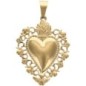 Pendentif de L'Ex-Voto en acier inoxydable de couleur dorée, H. 3.7 cm.