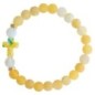 Bracelet sur élastique grains givres en pierre de lune synthétique et agate naturelle Ø 8 mm avec croix LOT DE 5....