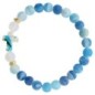 Bracelet sur élastique grains givres en pierre de lune synthétique et agate naturelle Ø 8 mm avec croix LOT DE 5....