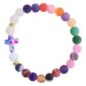 Bracelet sur élastique grains givres en pierre de lune synthétique et agate naturelle Ø 8 mm avec croix LOT DE 5....