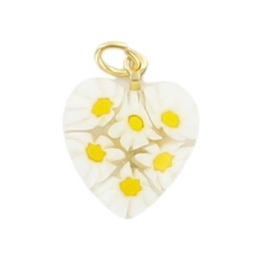 Pendentif coeur en veritable verre de Murano H. 2 cm, livre en boite.