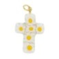 Pendentif croix en veritable verre de Murano H. 3 cm. Livre en boite.