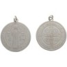 Medaille en acier inoxydable de couleur argentee, gravee au laser de saint Benoit . Plusieurs tailles.