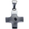 Croix de cou carree et bombee en acier inoxydable, taille 1.5 x 1.5 cm. Existe en differentes couleurs.