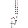 Chapelet grains en cristal Ø 8 mm sertis d une coupelle sur chaine, Croix avec Christ.
