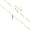 Collier avec chaîne et croix avec des zircons en acier inoxydable de couleur dorée, L. 45 cm ajustable.