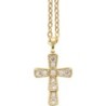 Collier avec chaîne et croix avec des zircons en acier inoxydable de couleur dorée, L. 45 cm ajustable.