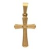 Croix de cou en acier inoxydable de couleur dorée en relief, H 1.90 cm.
