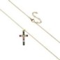 Collier avec chaîne et croix avec des zircons de différentes couleurs H. 2.6 cm, en acier inoxydable, L 45 cm ajustable.