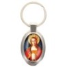Porte-clés en métal de couleur argenté de forme ovale H. 4.3 cm. Livré en boite cadeaux. Existe avec différents Saints.