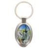Porte-clés en métal de couleur argenté de forme ovale H. 4.3 cm. Livré en boite cadeaux. Existe avec différents Saints.