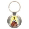 Porte-clés en métal couleur argenté de forme ronde Ø 3.8 cm. Livré en boite cadeaux. Existe avec différents Saints.