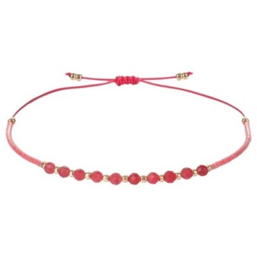 Bracelet dizainier sur corde réglable. Existe avec différentes pierres, Ø 3 mm.