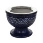Brûle-encens en stéatite bleue gravée avec grille, H 7 cm, Ø 9 cm. Livré en boîte individuelle.