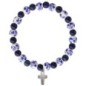 Bracelet sur élastique grains porcelaine et lapis lazuli Ø 8 mm