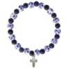 Bracelet sur élastique grains porcelaine et lapis lazuli Ø 8 mm
