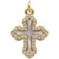 Croix en laiton doré avec coquille et pierre OZ H.1.7 cm