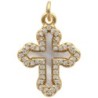 Croix en laiton doré avec coquille et pierre OZ H.1.7 cm