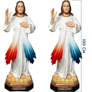 Statue Christ Miséricordieux en fibre de verre, en couleur, pour intérieur/extérieur. Plusieurs tailles.