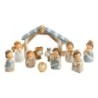 Crèche enfantine 10 personnages avec cabane H. 3.8 cm