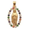 Médaille avec ND Lourdes en plaqué or avec OZ multicolore H. 2 cm. Livré en boite