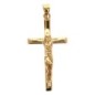 Croix biseautée avec Christ en plaqué or H. 3 cm. Livré en boite