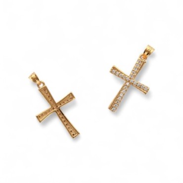 Croix en plaqué or avec OZ H. 2 cm. Livré en boite