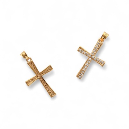 Croix en plaqué or avec OZ H. 2 cm. Livré en boite