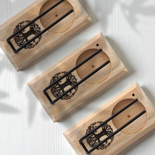 Bruleur de Palo Santo en bois avec arbre de vie BOITE DE 4