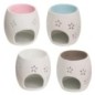 Brûle-parfum en céramique décor ange, H 8,5 cm, Ø 7,5 cm. Lot de 4 assortis