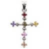 Croix en argent 925°/°° avec OZ multicolore H 2 cm (1.20 g) Livré en boite
