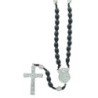 Chapelet sur corde grains ovales en bois Ø 10 mm pater médaille de st Michel, croix avec Christ