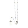 Chapelet sur chaîne grains marbrés Ø 4 mm, paters cœur, croix avec Christ, longueur au cœur 26 cm.