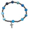 Bracelet dizainier élastique en pierre véritable et insert en hématite Ø 8 mm, croix incluse
